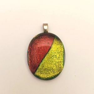 Copper/green dichroic glass necklace